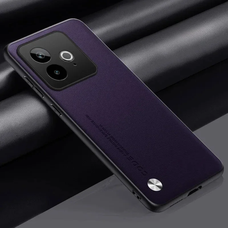 Premium PU Leather Matte Silicone Protective Case - Shockproof Hard Bumper Cover