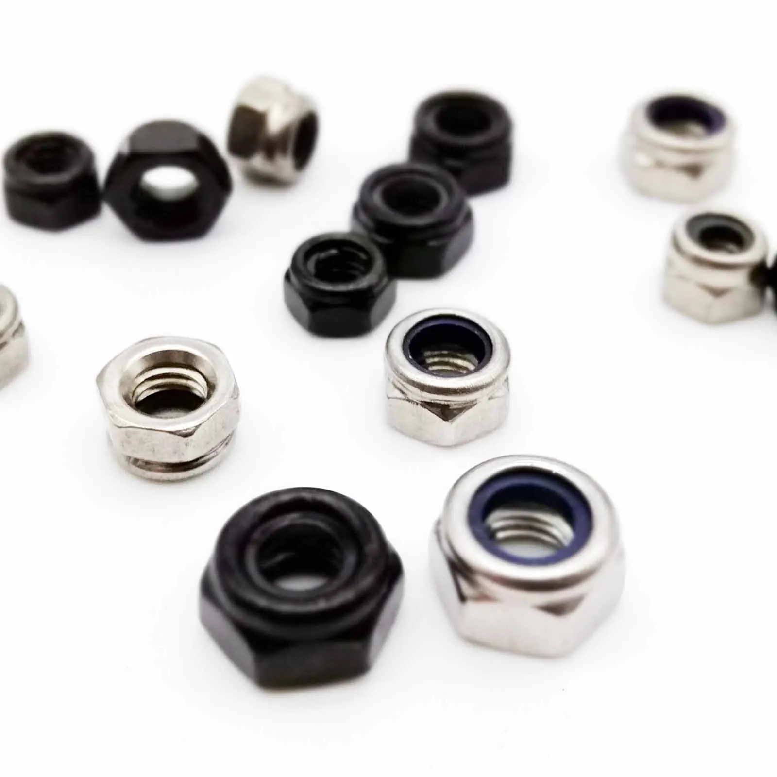Premium Black Nylon Insert Self-Locking Hex Nut - 304 Stainless Steel