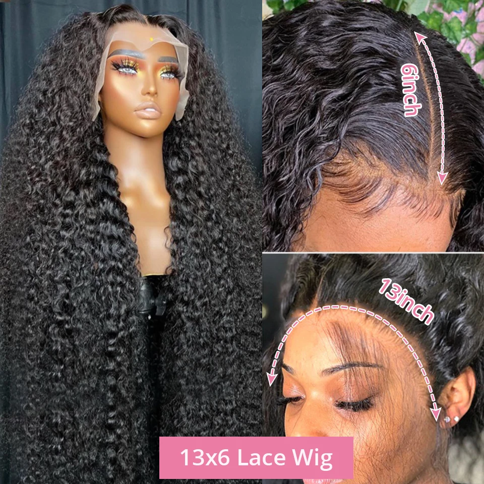 30 40 Inch Deep Wave Frontal Wig Water Curly Lace Front Human Hair Wig 13x4 Lace Frontal Human Hair Wigs PrePlucked Hairline