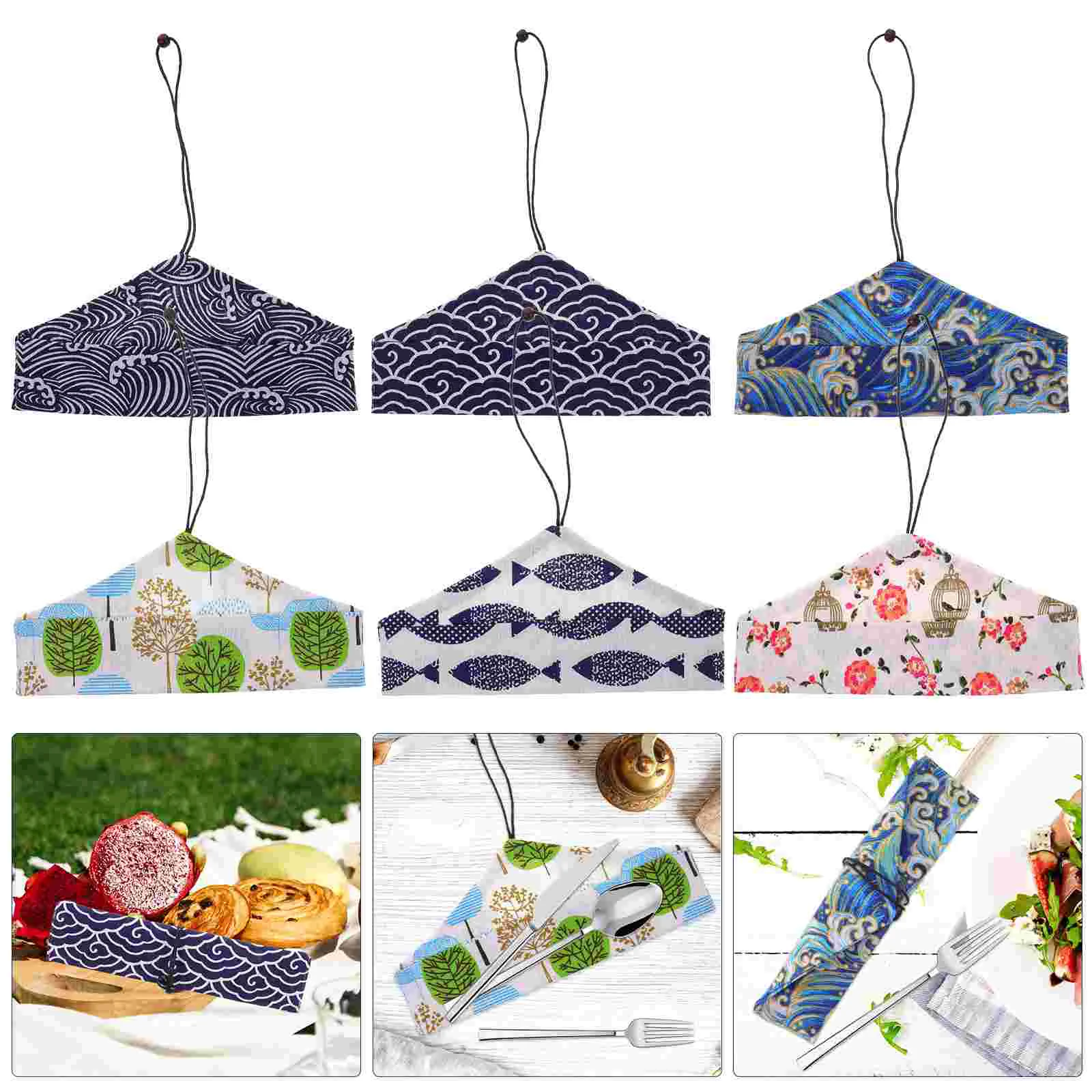 

6 Pcs Cutlery Storage Cloth Bag Chopsticks Packing Bags Suitcase Japanese-style Sushi Shop Sleeves Portable Flax Travel