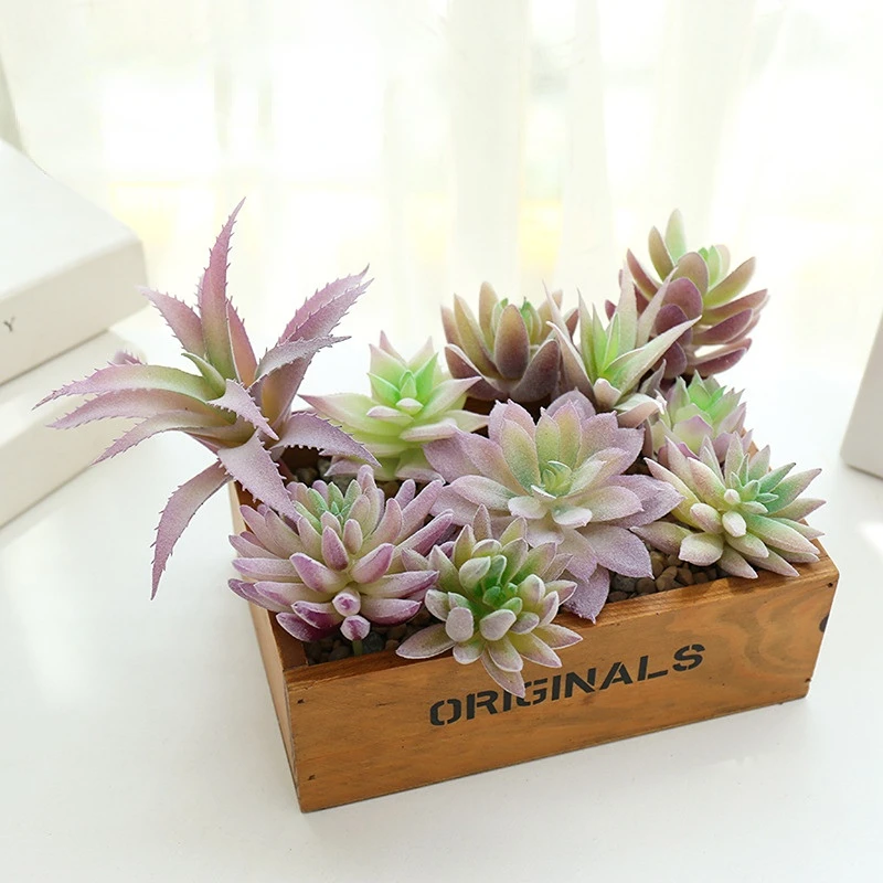 Artificial-Succulents-Plants-Small-Medium-Large-Purple-Flocked-Bonsai ...
