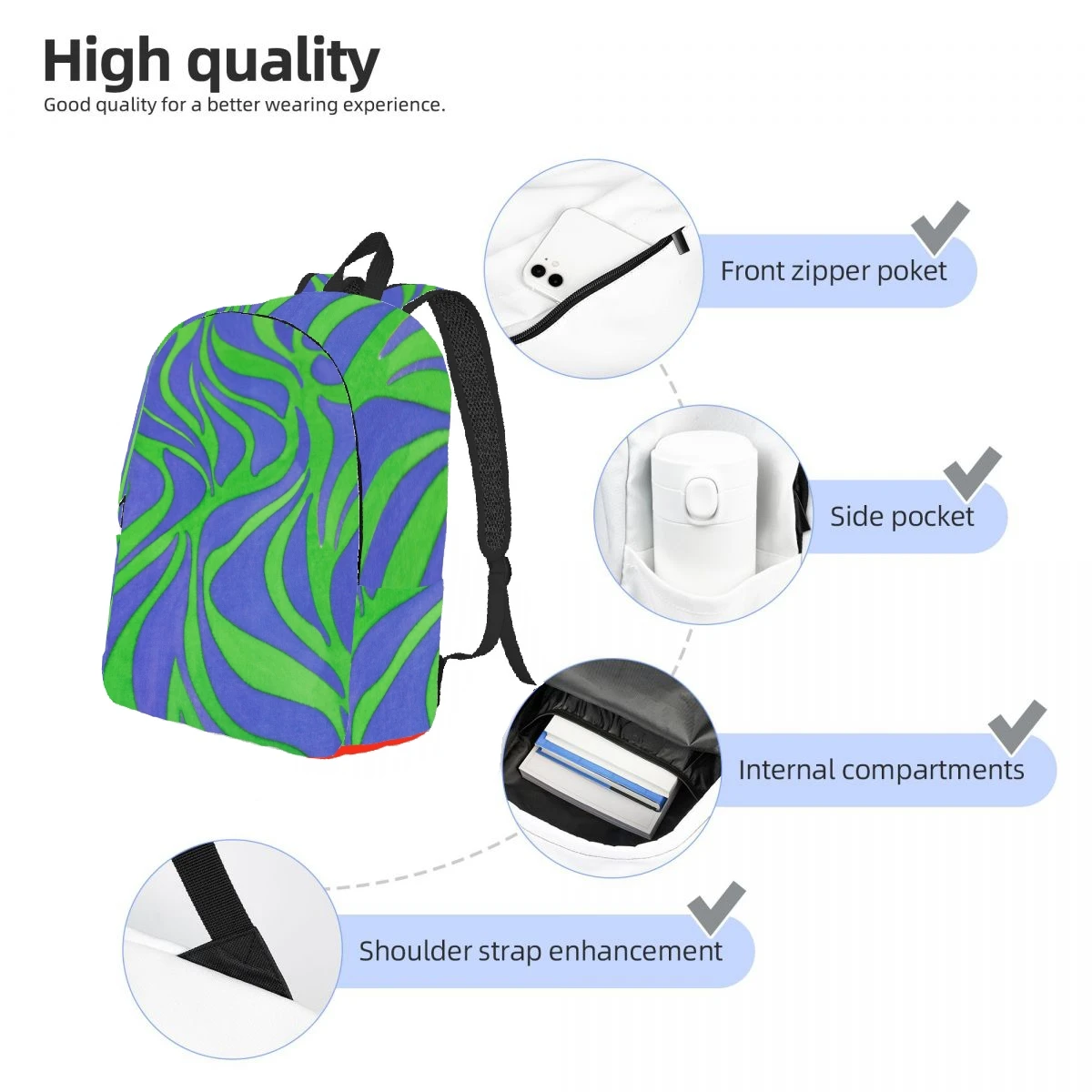 Zebra Backpack Casual Lightweight Laptop Backpack Men Women Travel Bag Outdoor Canvas Daypack