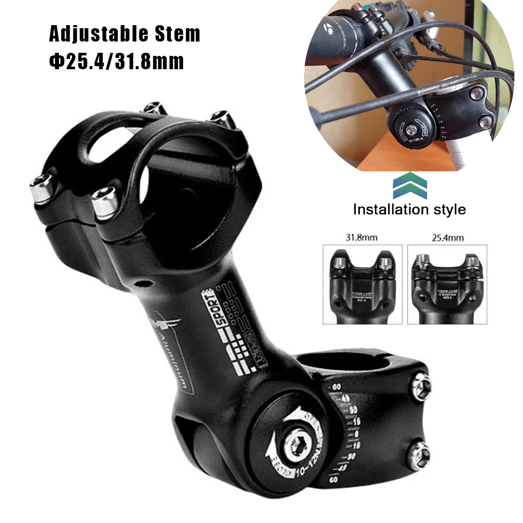

Black Cycling Made Easier With Adjustable Handlebar Stem - Aluminum Alloy Freely Adjustable