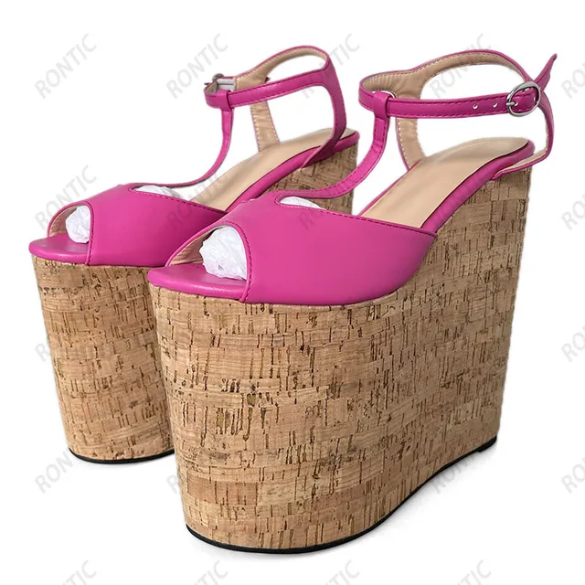 Rontic Handmade Women Summer Platform Sandals zeppe tacchi alti