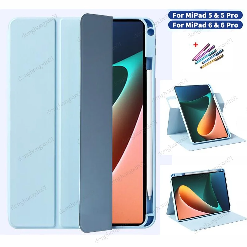 

For Xiaomi Tablet Mi Pad 5 6 5Pro 6Pro 11 inch Case with Pencil Holder Cover for MiPad 6 5 Pro 360 Rotation Protective Shell