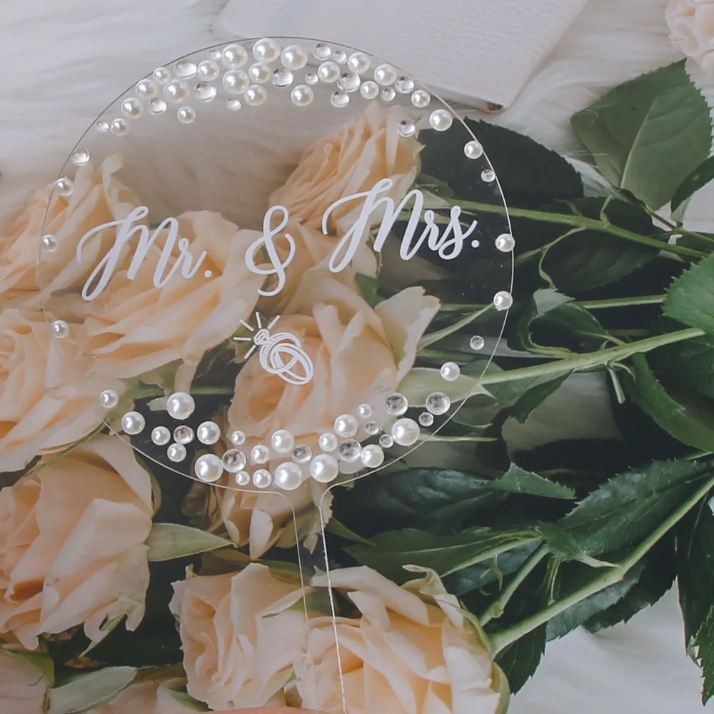 Why 10,000+ Couples Choose This Mr and Mrs Cake Topper with Real Crystal & Pearl De... - SKU MMCT0936 - UGI Packaging