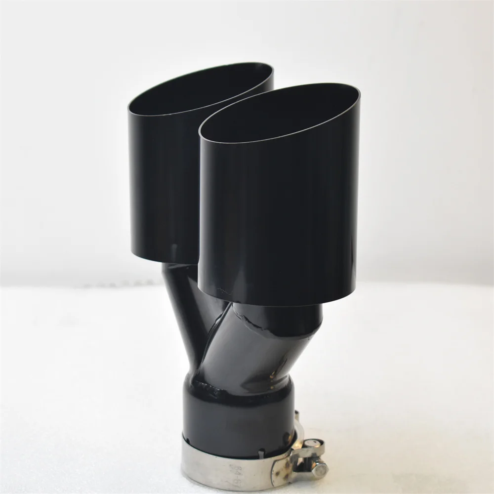 304 stainless steel automotive exhaust muffler tip universal import dual rear exhaust tailpipe electrophoresis black outlet