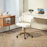 COOLMORE Veet Desk Modern Cute Computer Chair Wheels Height Adjustable Swivel Task Chair For Home Office (Beige Veet) 1