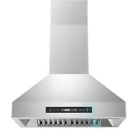 Tieasy 900CFM 30-inch Wall Mount Stainless Steel 3-Speed Fan Touch Screen LED Light Range Hood USGD2875 1