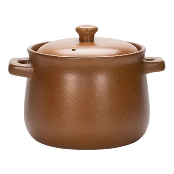 Stock Pot Unglazed Ceramic Clay Soup Stew Pot Stovetop Gas Stove Safe High Temperature Resistant Dry Heat Resistant Home Kitchen 6