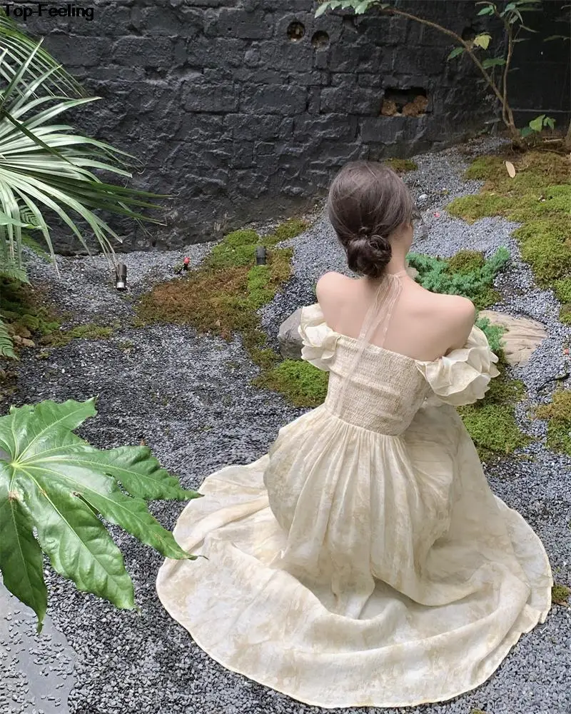 Summer New Floral Midi Dresses for Women Elegant Casual Birthday Party Dress Vintage Chic A-Line Prom Robe Wedding Vestido Mujer