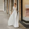 Luxury Appliques Wedding Dresses Women's A Line Half Sleeve Sexy V Neck Sweep Train Chiffon Bridal Gowns Vestidos Customized 1