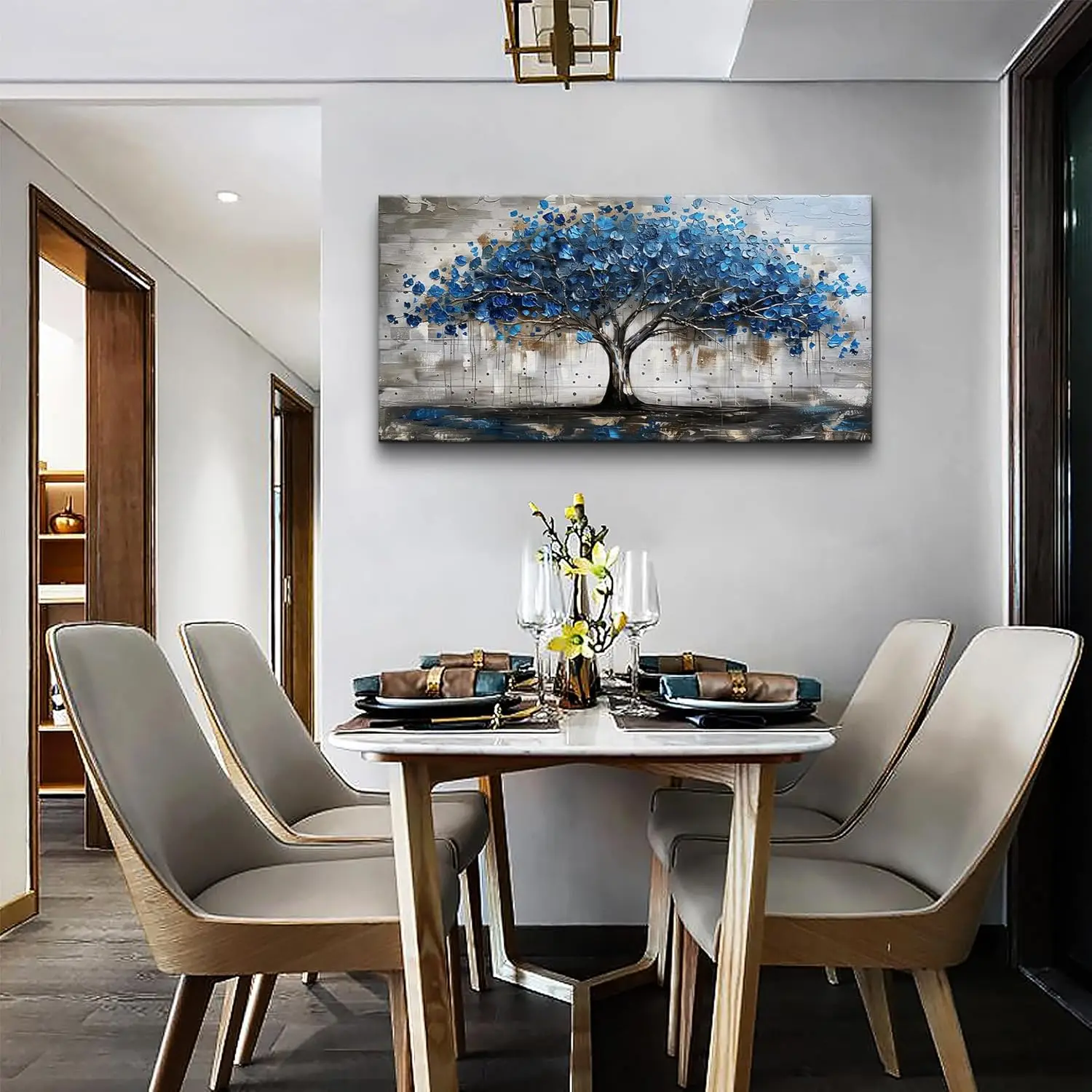 Framed Canvas Tree Panorama - wall setting