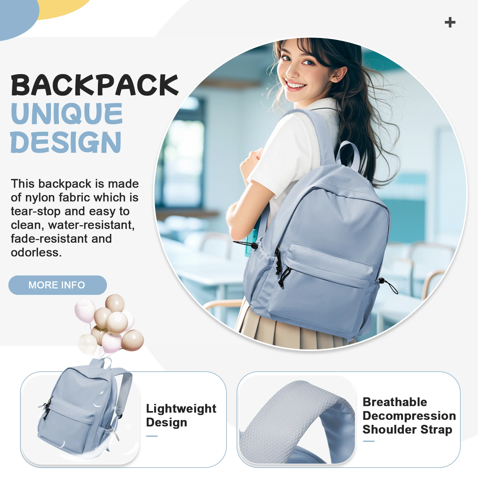 School Backpack Teenager Student Girl Boy Casual Daypack Bag Student Travel Backpack, Laptop Bag, rucksack damen Casual Backpack
