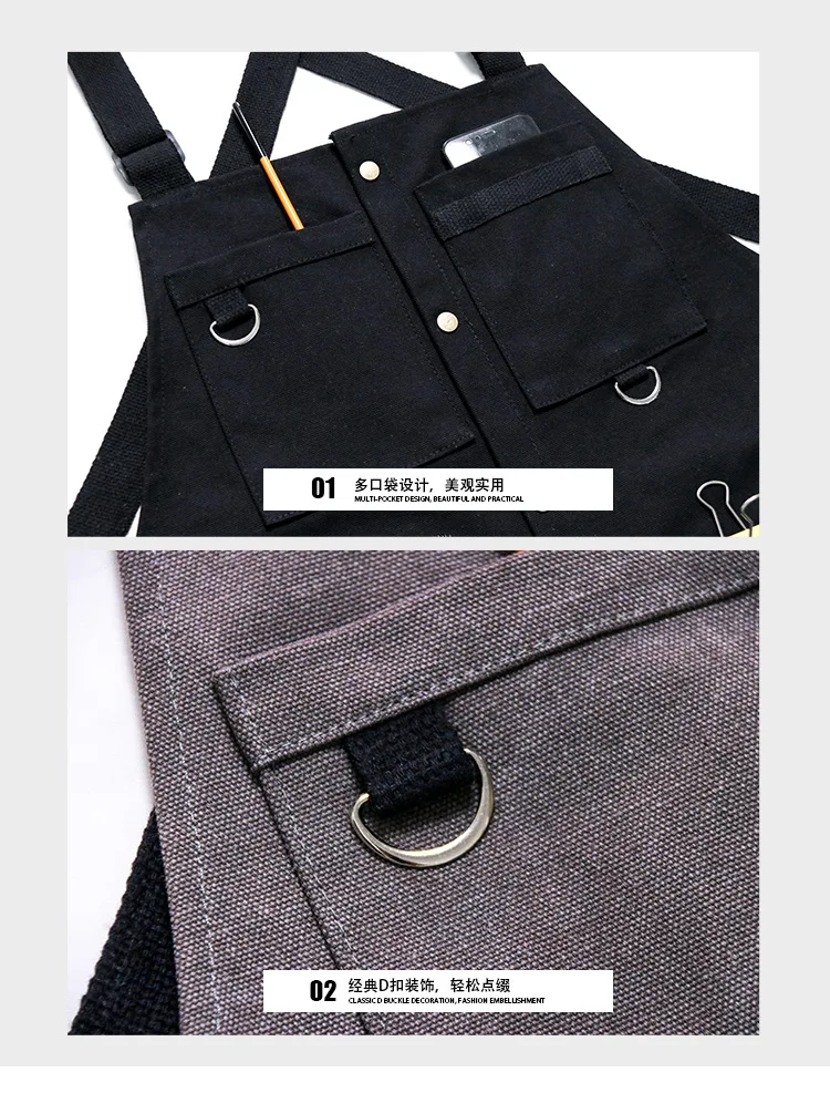 Outdoor Originalität Schürze Multi-funktionale Tasche Friseur Holzbearbeitung Overalls Reparatur Maschinist Werkzeuge Wasserdichte Lange Schürze – Detail 2