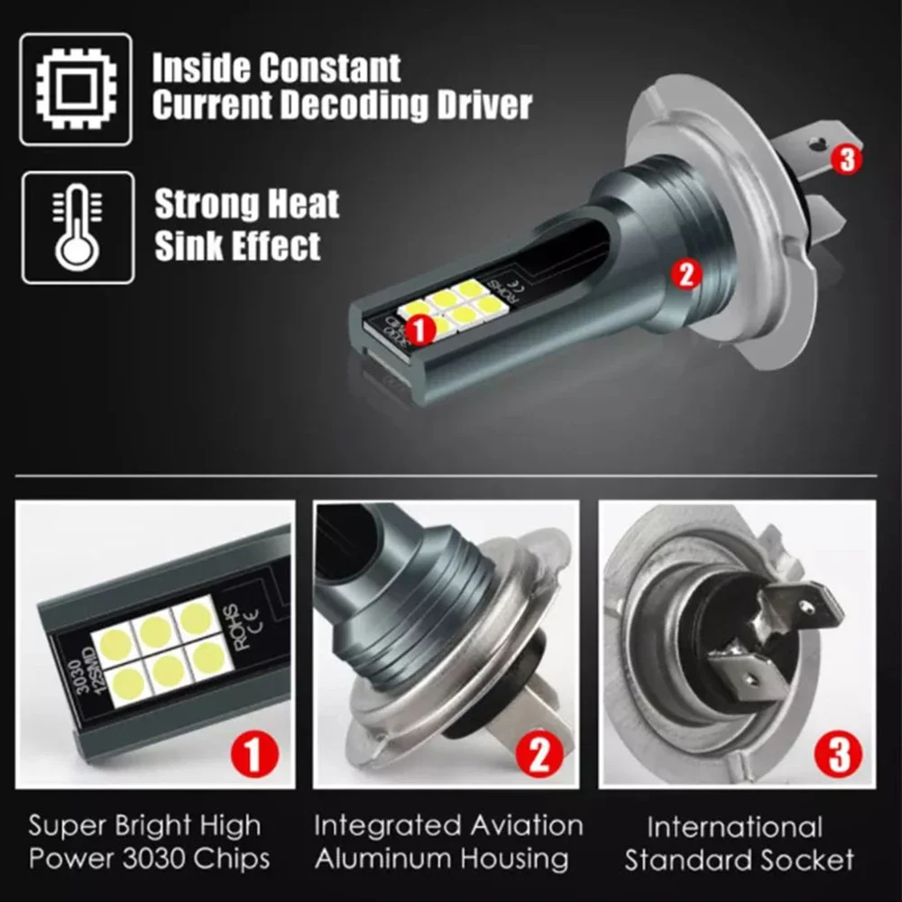 H7 Led Headlight Bulb Kit Car Fog Light Bulbs 12V 55W High Power 6000K Headlamp 1/2/4PCs