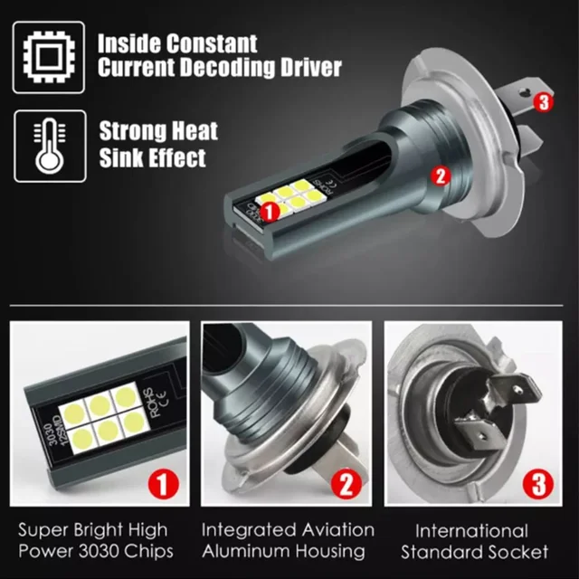 1/2/4PCs H7 Led Headlight Bulb Kit Car Fog Light Bulbs 12V 55W High Power Auto Fog Lamp 6000K Headlamp h7 super bright Bulbs 2
