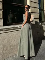 Sleeveless Spliced Zipper Maxi Summer Dress 5