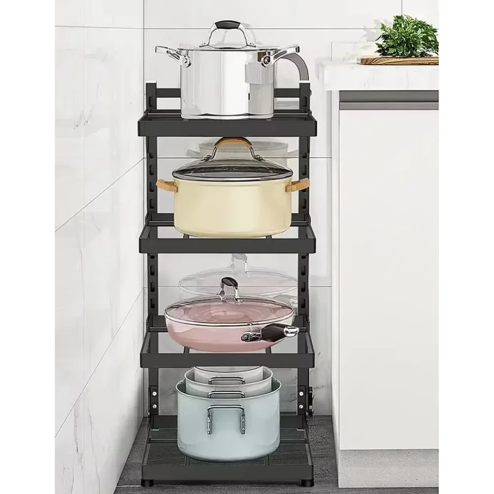 Kitchen Sink Storage Rack Multi-Layer Cooker Storage Rack For Home Stovetop Cabinets Adjustable Pot, multi layer storage rack
