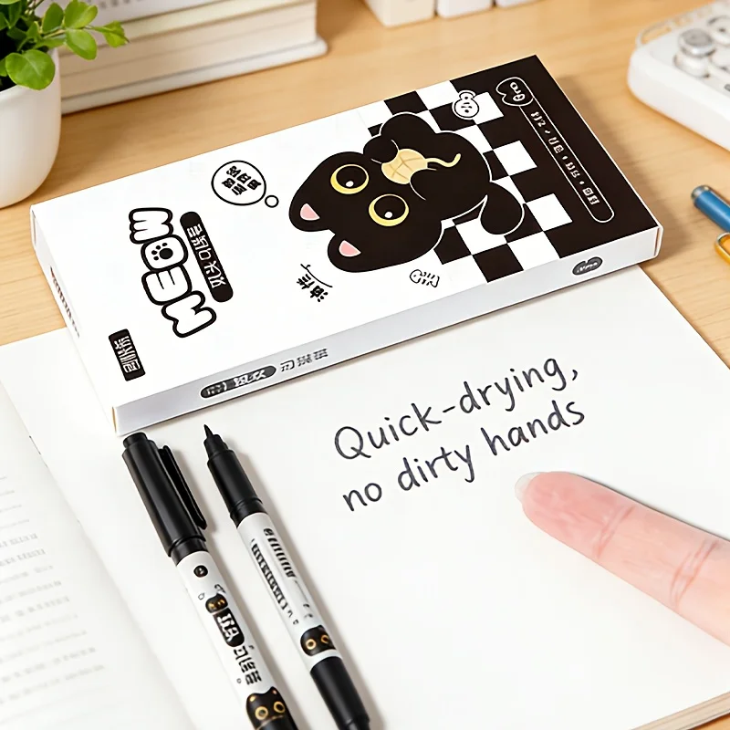 Box of 5/10 Adorable Cat-Themed Double-Ended Outline Pens