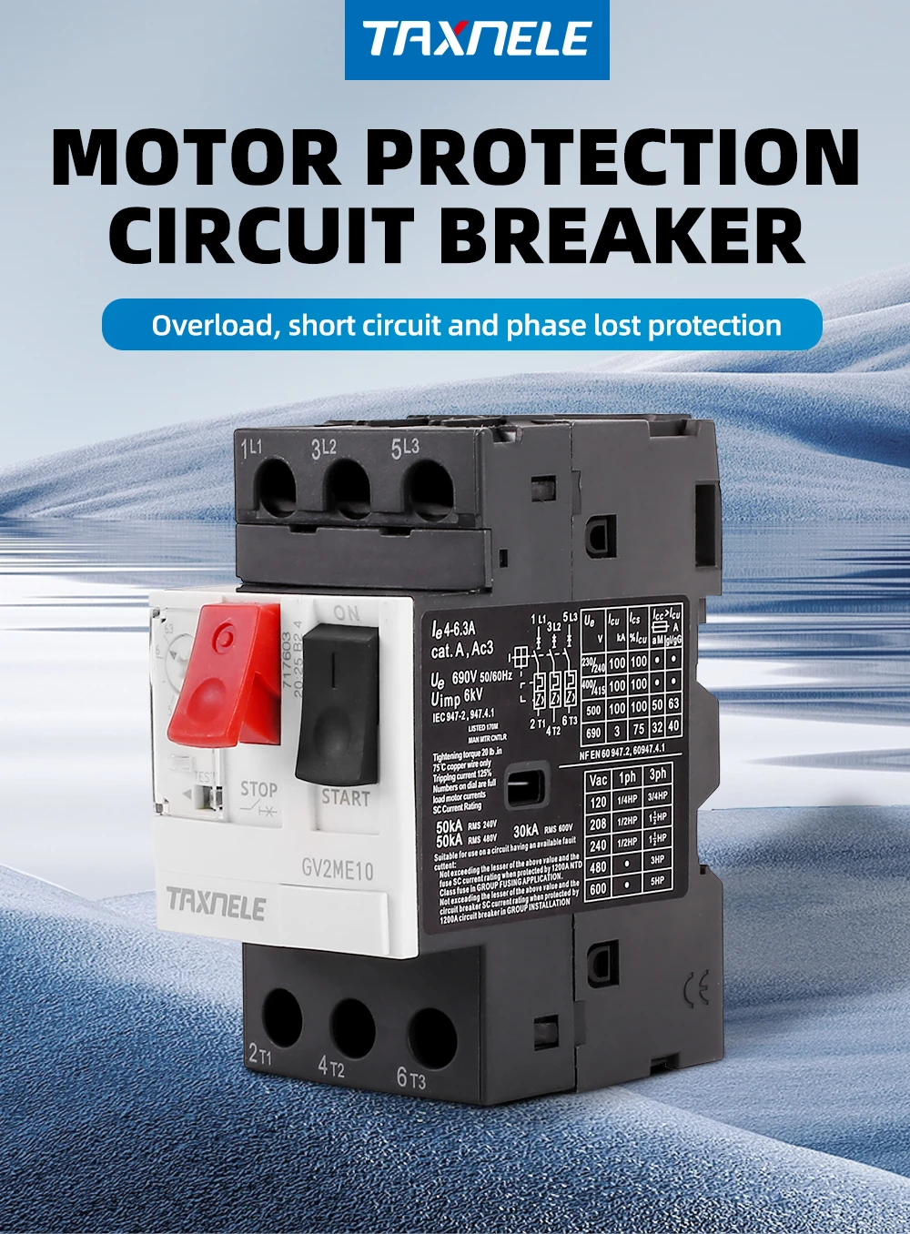 Description Picture 2 of itemGV2ME GV2 Motor Starter Protector Motor Circuit Breaker Overload Short Circuit Protection  3P Thermal Magnetic MPCB GV2-ME