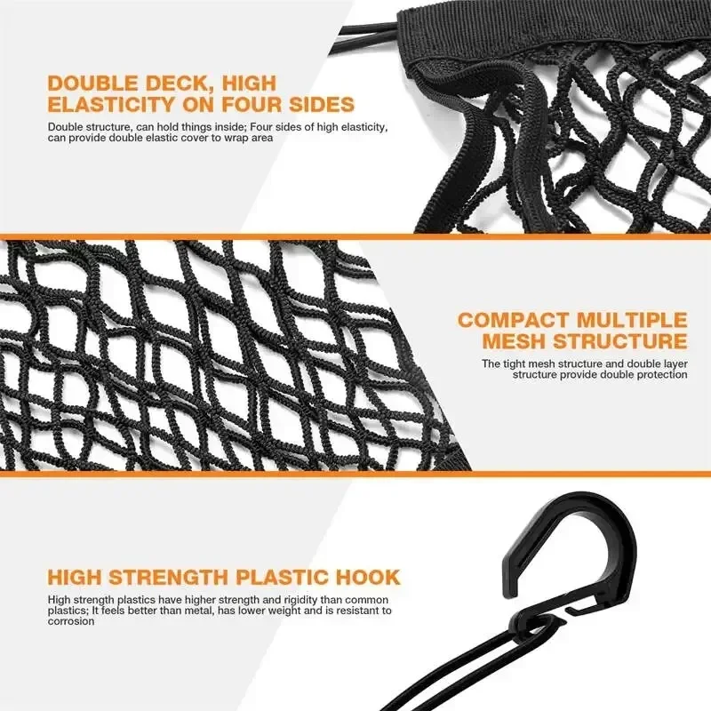 Motorcycle Cargo Net High Elastic Double Layer Motorcycle Net for Helmet Storage 10X11 Bungee Cargo with Hooks Luggage