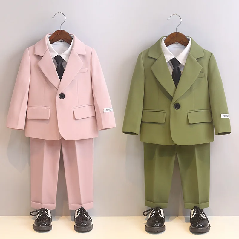 

Childrens Suits Autumn New Boys Casual Blazer Trousers 2 Piece Kids Clothes Set School Teen Host Costumes Infant Wedding Outfits