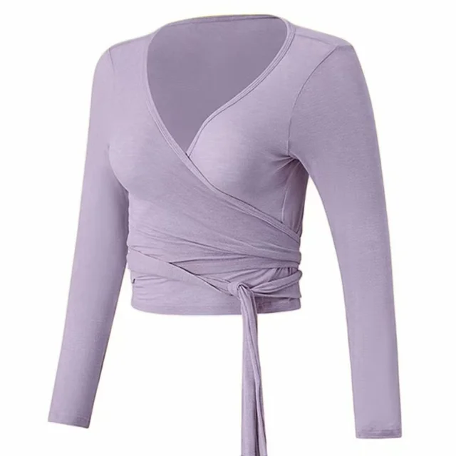 Yoga Clothing Cover-up for Women with Cross Straps, Slim Fit Sports Top, Fitness Long-sleeved and Beautiful Pilates Clothing