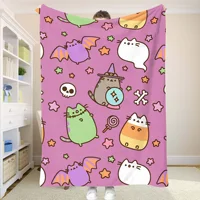 Nap Blanket Pusheenes Throw Blanket for Sofa Blankets Home and Decoration Double Bed Blankets & Throws Summer Comforter Anime 2