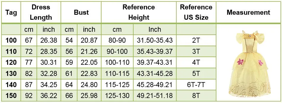 Girl Belle Princess Dress Kids Beauty and The Beast Costume Girl Baby Christmas Princess Birthday Party Fancy Dress 2-10 Years