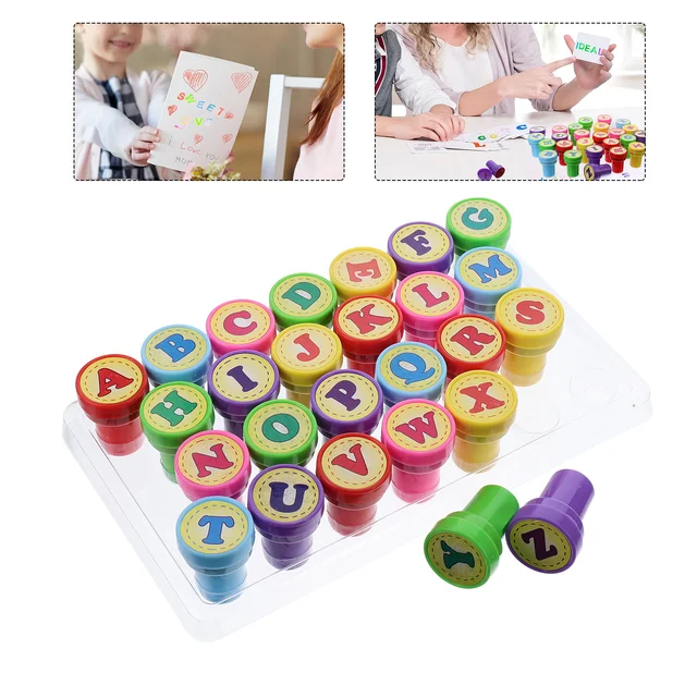 26Pcs Self-Ink Stamper 26-letter Seal Stampers Kids Stamper Toys Festival Gifts 3