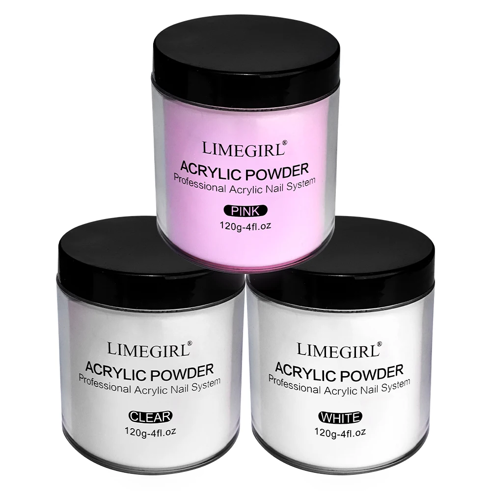 Nail powder 120g acrylic powder clear pink white 3 colors nail manicure tips nail art design decoration builder tools