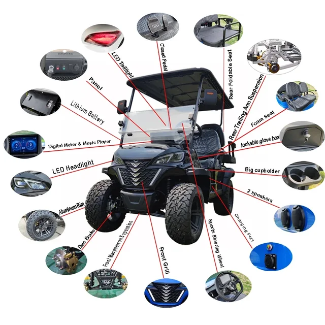 Newest Electric Golf Cart for Sightseeing Hunting Offrood Club 4×4