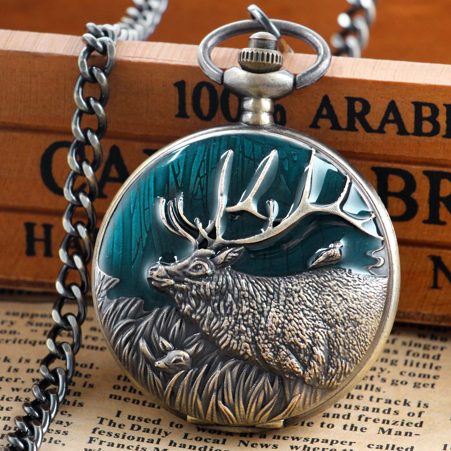 

New Design Quartz Pocket Watch Elk Retro Series Pocket&Fob Watches Personalised Necklace Pendant For Men Women