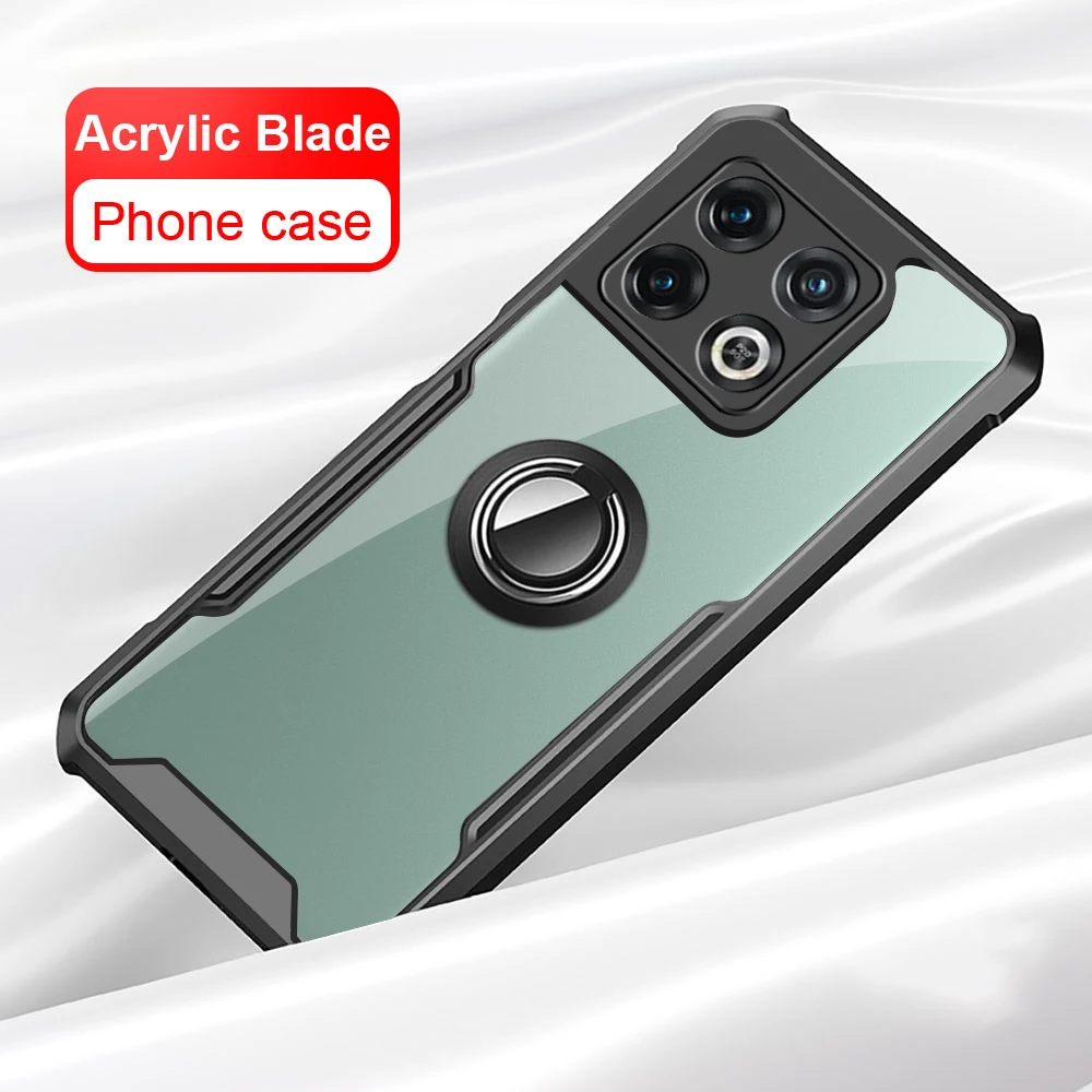 Casing For Oneplus 10 Pro 5G Case Transparent Armor Acrylic Shockproof Magnet Ring Stand Cover Oneplus10Pro Lens Protect Fundas