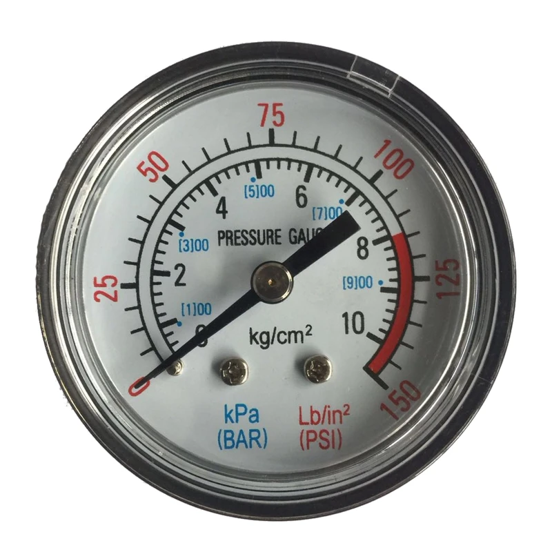

Portable Pressure Gauge Dual Scale Pressure Meter Back Mounted for Gas Air Pump 0-150 psi 0-10bar Round Drop Shipping
