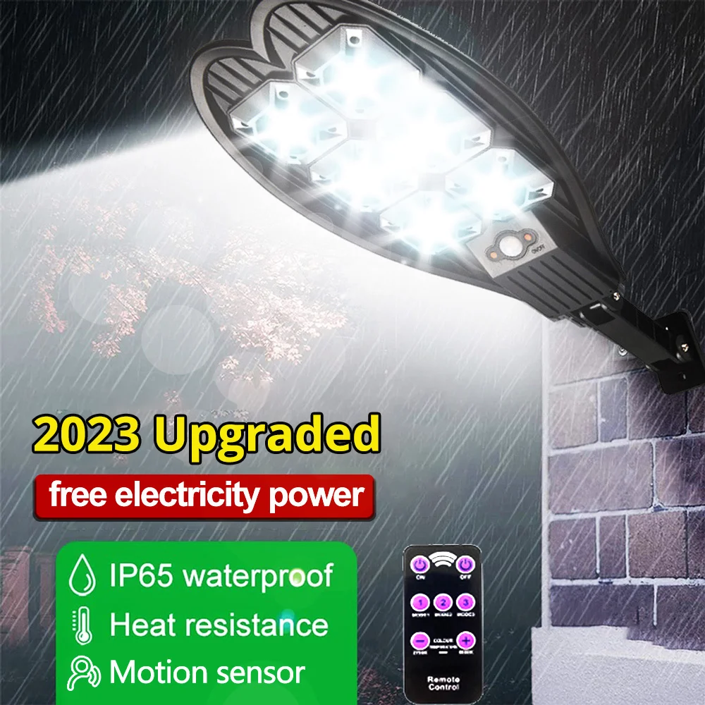 108COB Solar LED Street Light Outdoor Waterproof Remote Control PIR