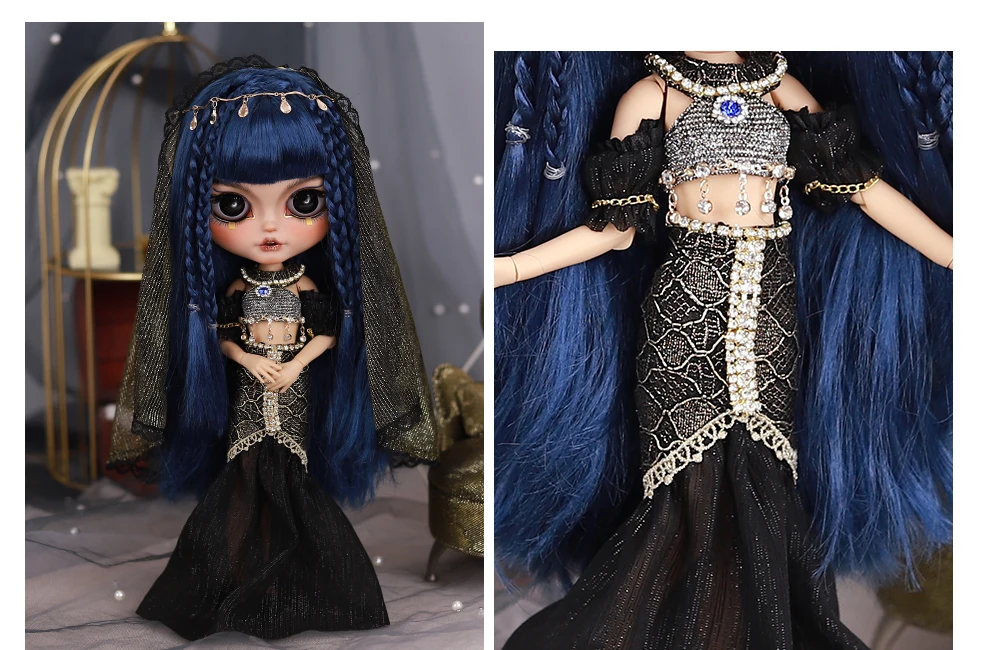 Neo Blythe Doll Queen Cleopatra Black Dress 2