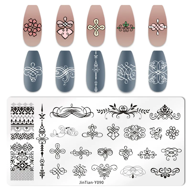 

Flower Nail Art Stamping Plates Templates Chinese Knot Star Moon Brand Face Butterfly Stamping Image Plate Lines Nails Printing
