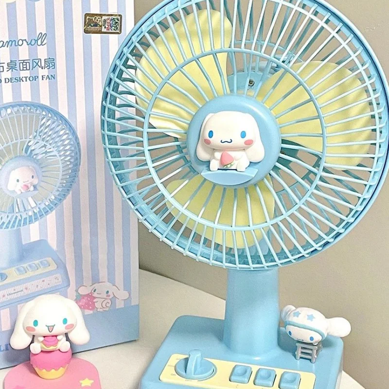 

Sanrio Cinnamoroll Kuromi Summer Desktop Fan Cute Cartoon Shaking Head Silent Usb Fan Kawaii Anime Ornament Desktop Girl Gift