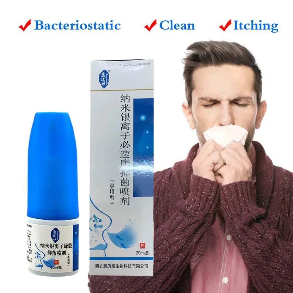 10pcs/lot Nano Silver Ion Propolis Antibacterial Spray Nasal Apparatus Cure Spray Health Rhinitis Nose Sinusitis Anti-snore Nasal Spray