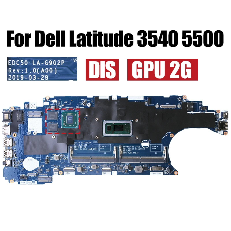 EDC50 LA-G902P For Dell Latitude 3540 5500 Laptop Motherboard i7