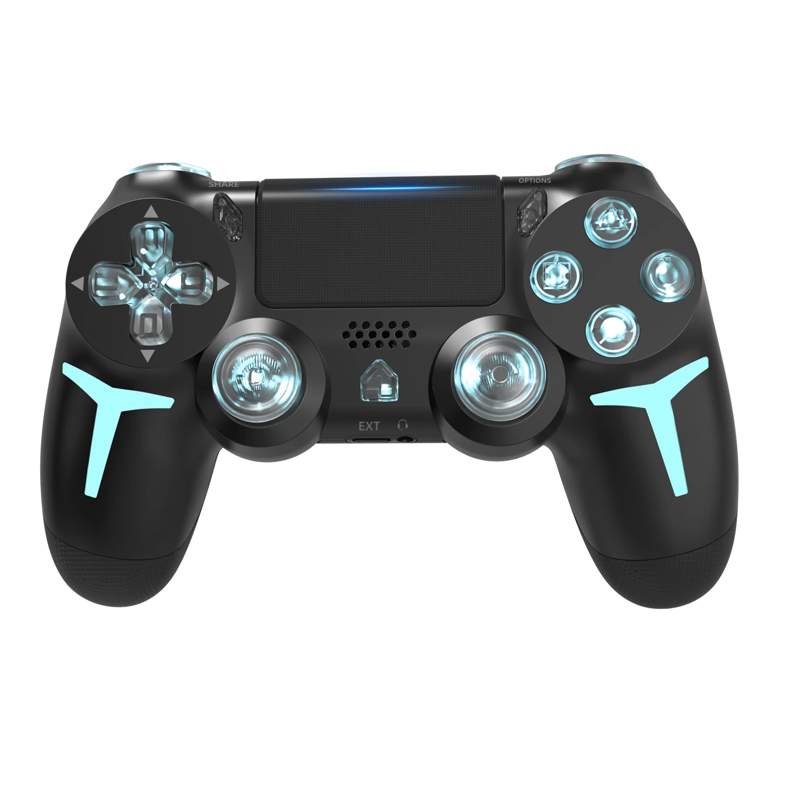 GAMINJA Wireless Game Controller For PS4 PS3 Console Computer PC RGB Light LED B
