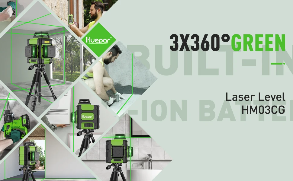 3D Laser Level Osram Green Beam Self-Leveling Cross Line Laser Level Tool Set Wi