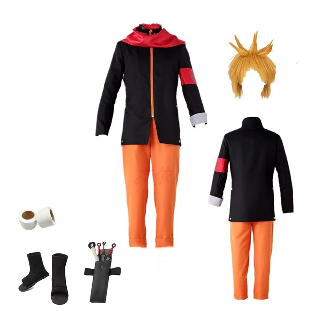 Mens Uzumaki Naruto Costume Anime Shippuden Japanese Cosplay Halloween Party