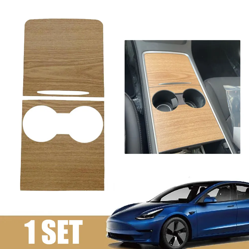 

Car Central Control Panel Sticker for Tesla Model 3 2021 Center Console Accessories Model Y 2022 Interior Film Wood Grain