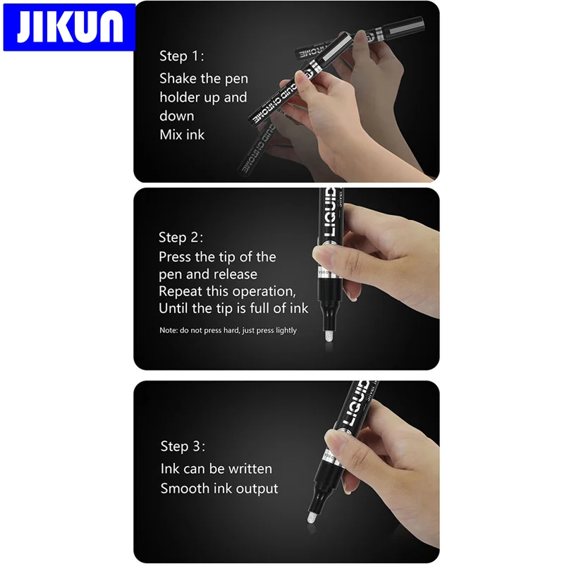 JIKUN Chrome Mirror Marker Silver Marker Liquid Pen for Cards, Posters,  Rock Mugs, Ceramic, Glass, Metallic Craftwork Paint Pen