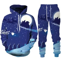 Autumn Christmas Santa Claus 3D Printed Hoodie Suit Men Sweatshirts Sweatpants Fashion Two Piece Tracksuit Set Men's Clothing 2