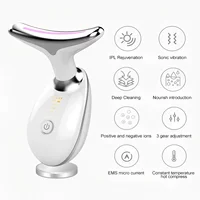 Heated Microcurrent Neck Massager Facial Lift Tighten Face Contour and Smooth Lines Device 3 Color LED Light Beauty Instrument 2