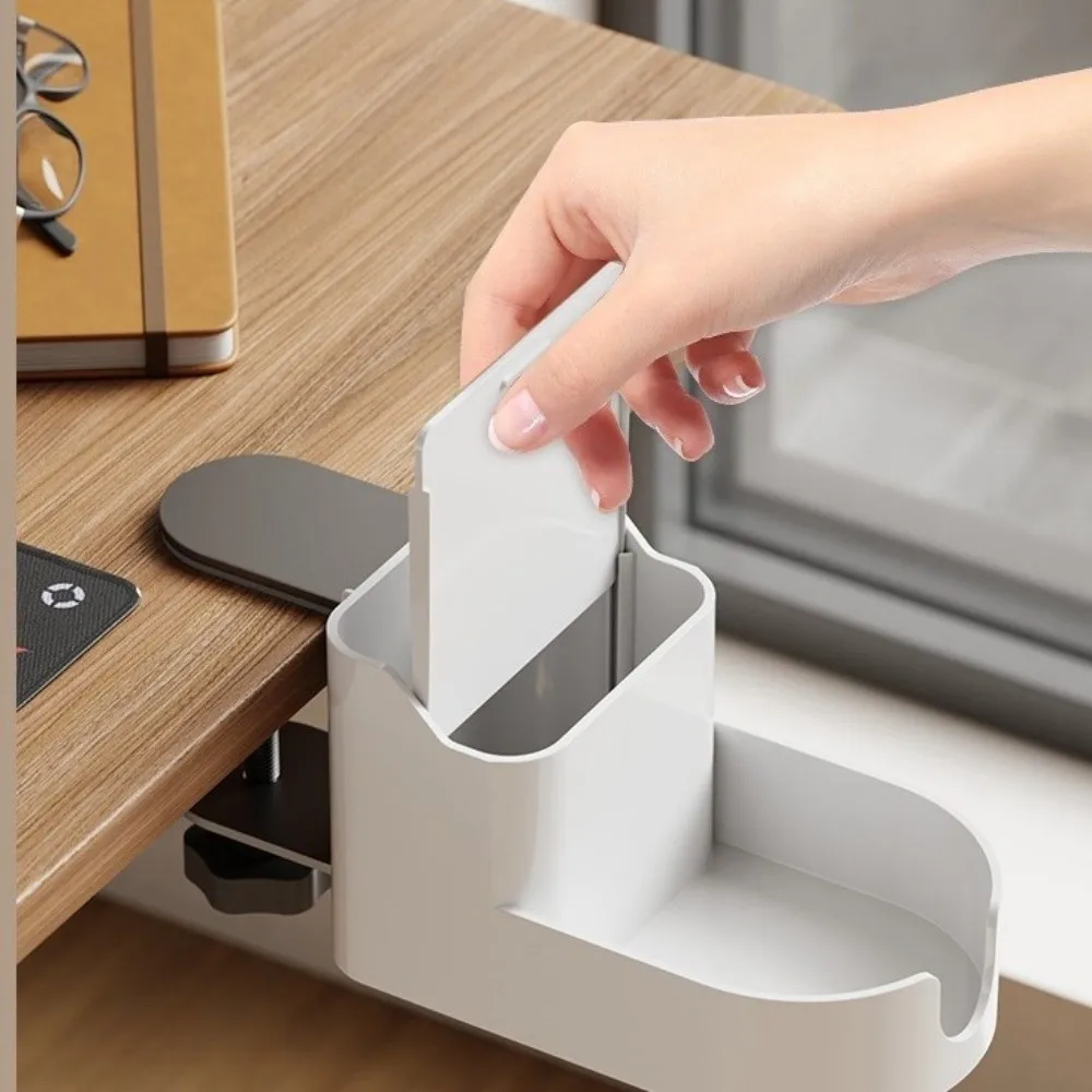 Description Picture 5 of itemHeight Adjustable Side Desk Organizer Mountable Holder Under Desk Storage Rotating Space-Saving Desk Mount Organizer Workplace